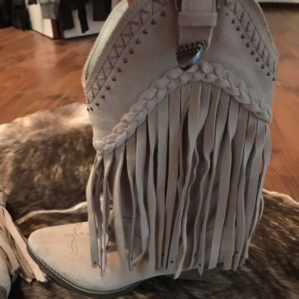 Taupe Fringe Boots